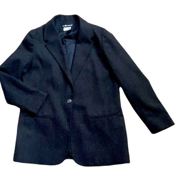 Sag Harbor Womens Blazer Heather Black Wool Rich Blend Jacket Sz 8 100%Pure Wool - Picture 1 of 12